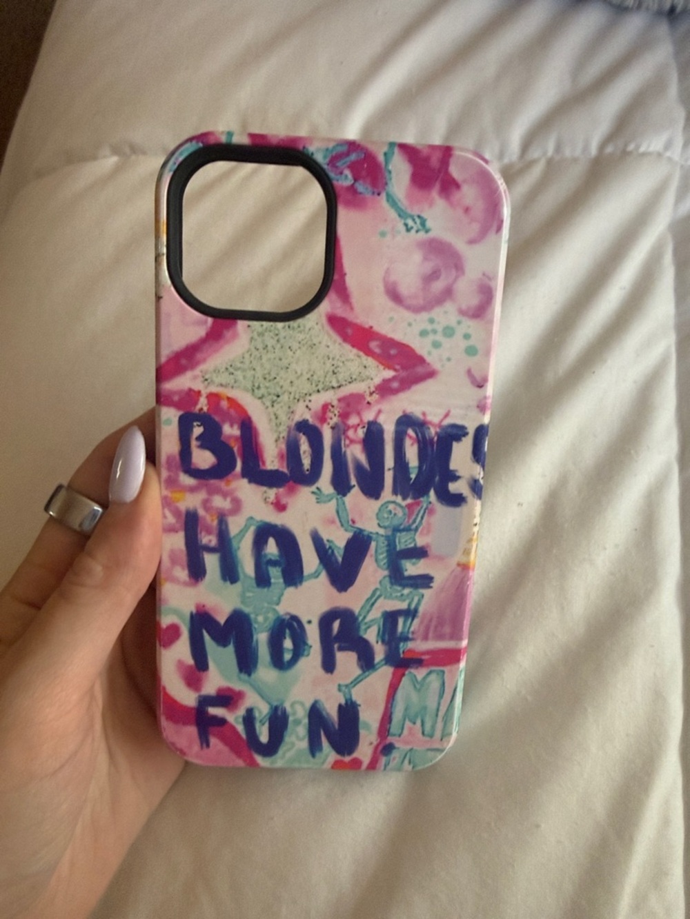 Pink Patterned 'Blondes Have More Fun' Phone Case